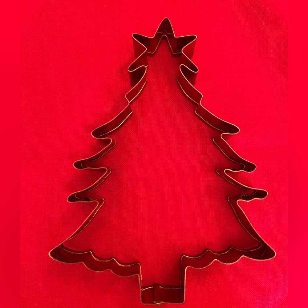 Copper cookie cutter. Christmas tree with star. 5” x 4”